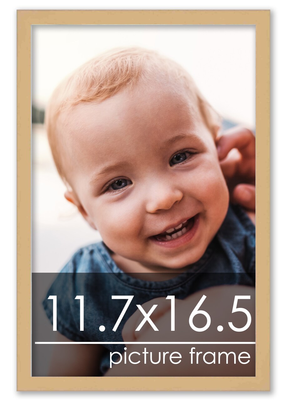 11.7x16.5 Solid Wood Picture Frame with UV-Resistant Acrylic & Acid-Free Backing, Available in 6 Finishes: Matte Black, Matte White, Metallic Bronze, Silver, Natural Wood Grain & Mahogany